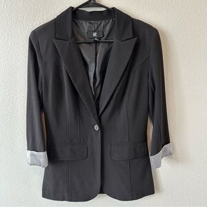 Iz Byer Black Blazer with Striped Cuffs
